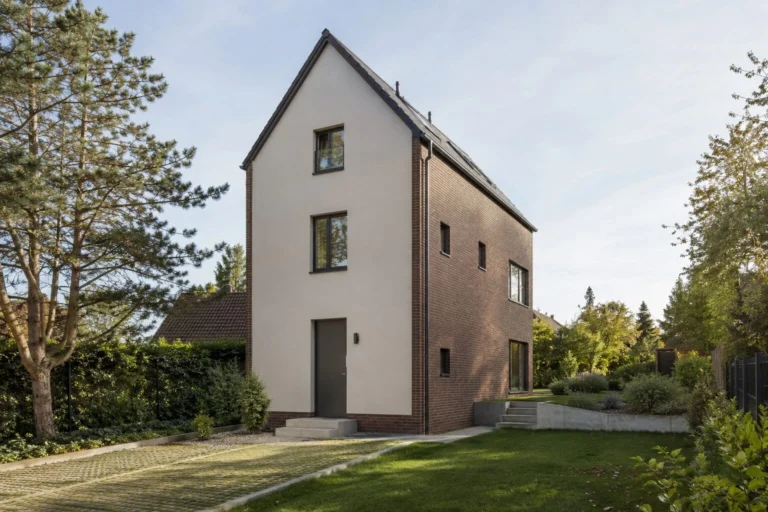 KI-Darstellung: Schmales Haus für eine Baulücke