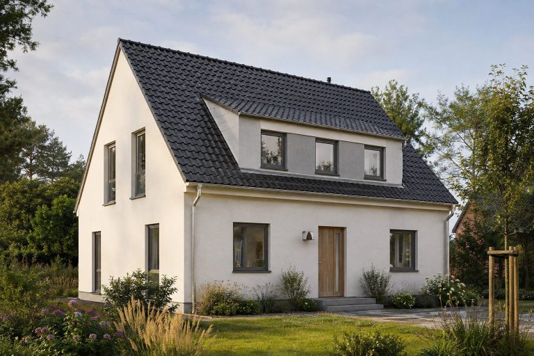 Haus mit Dachgauben Helles Haus mit Dachgauben