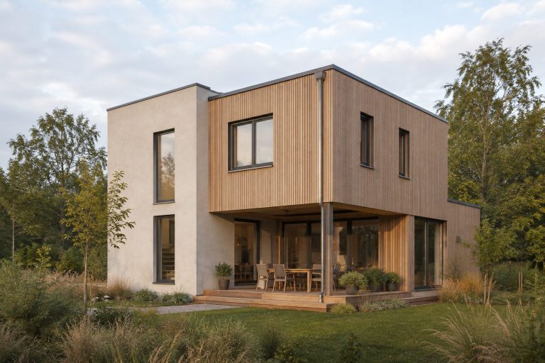 Haus mit Dachgauben Helles Haus mit Dachgauben