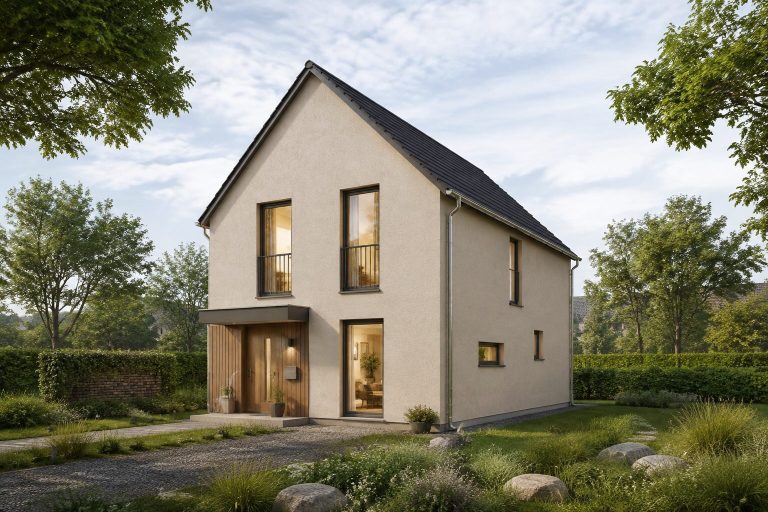 Haus mit Doppelgiebel Haus mit zwei Holzgiebeln
